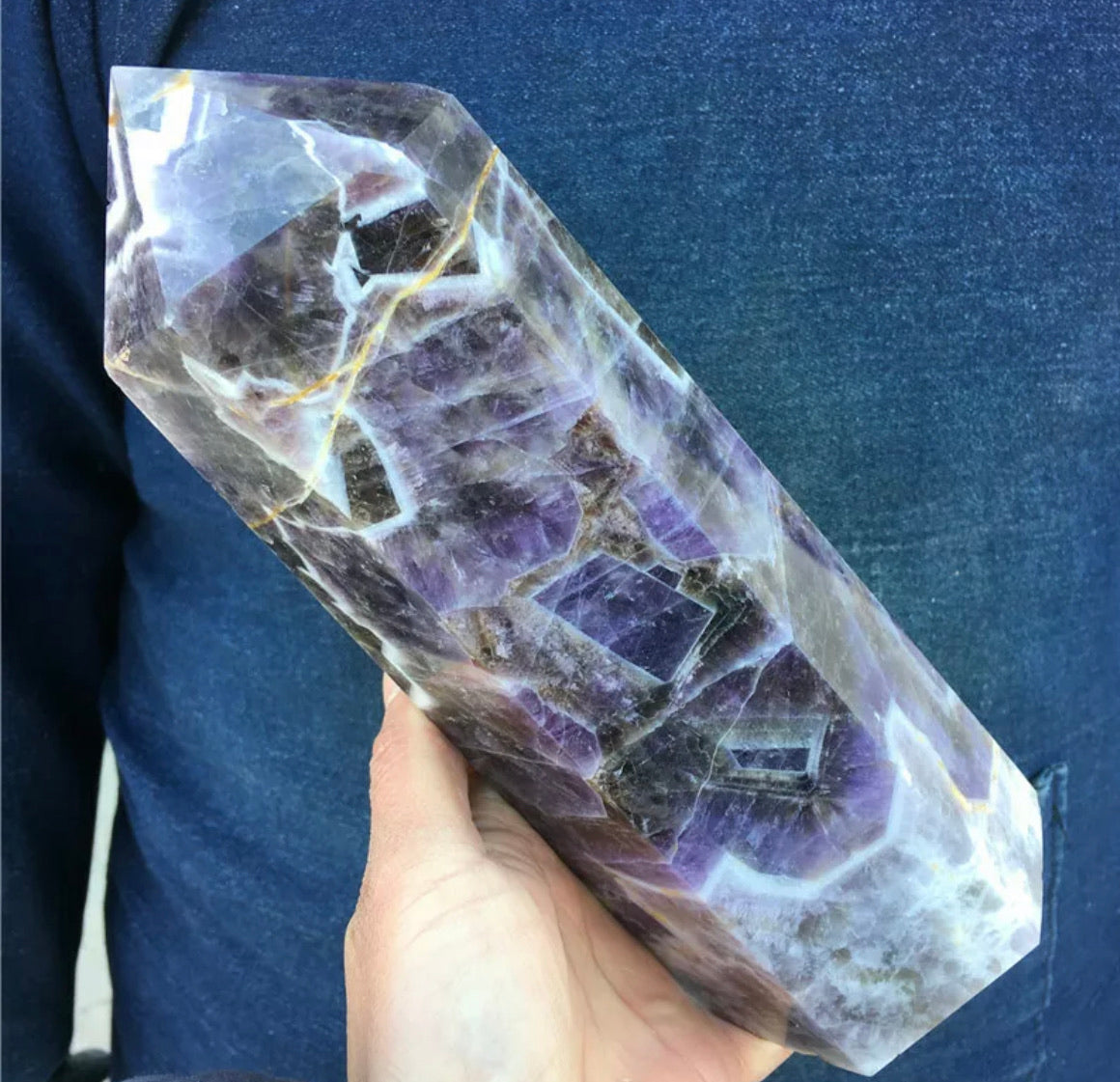 Natural amethyst gemstone tower point healing obelisk