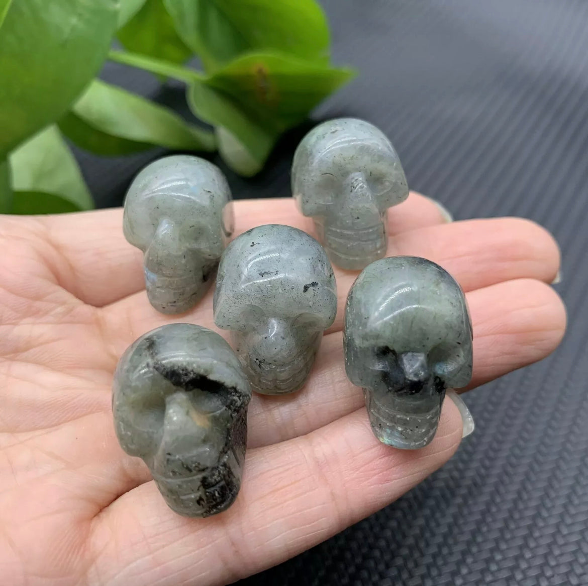 Natural Labradorite Mini Skull gmestone crystal Figurine