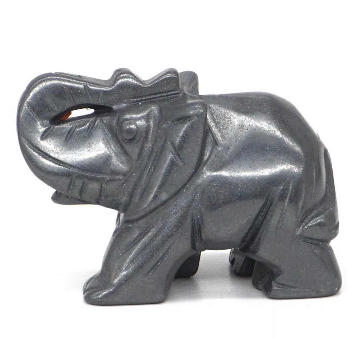 Elephant Figurine carved in Natural Hematite gemstone