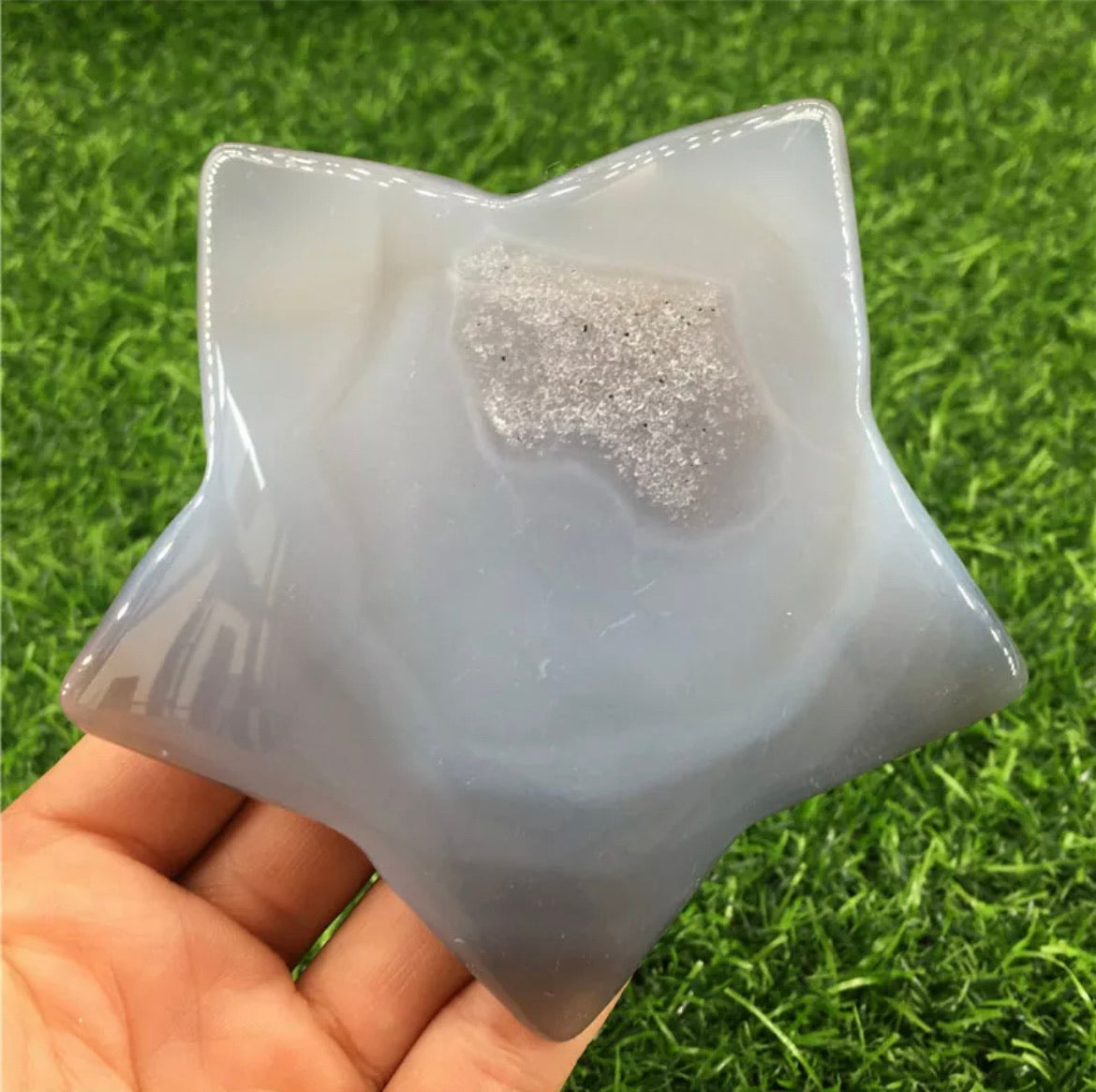 Grey Agate Geode Star Large