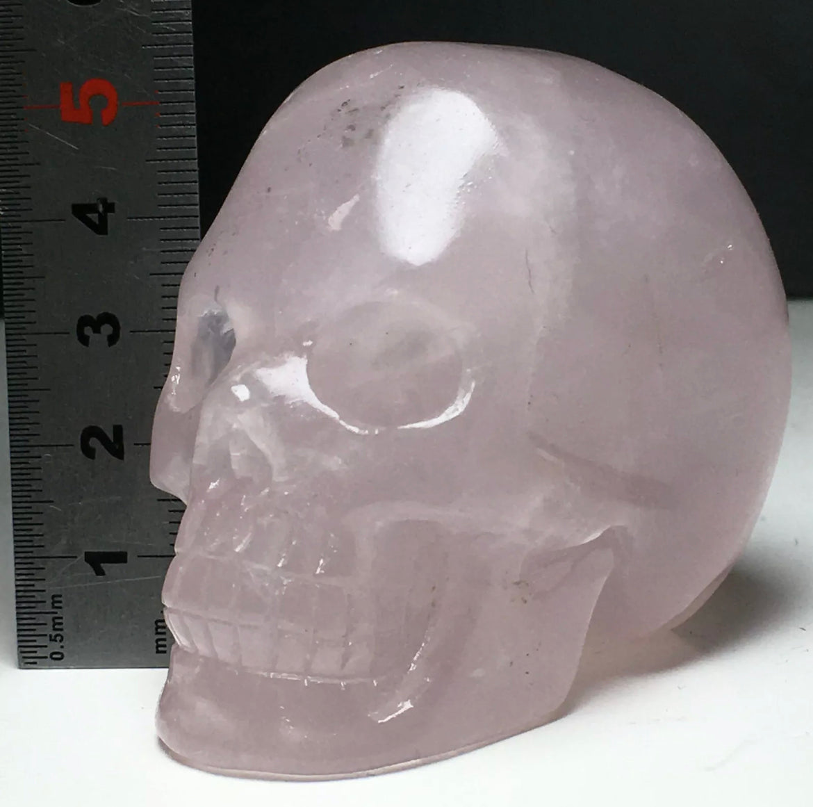 Natural Rose Quartz gemstone Carved Skull Figurine