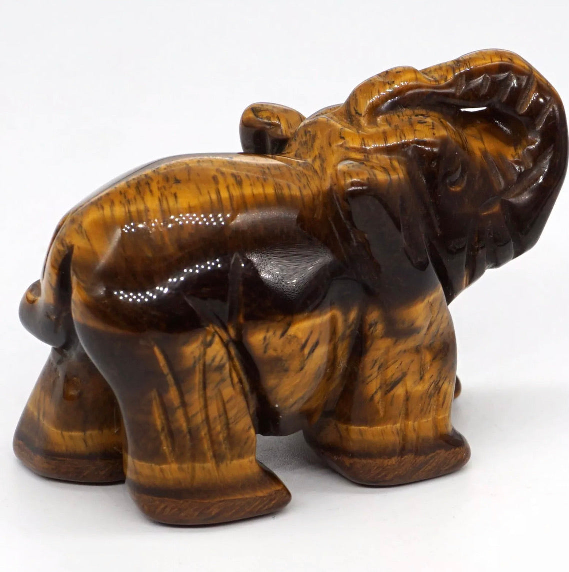 Natural Yellow Tiger Eye Gemstone Hand-Carved Elephant Gift