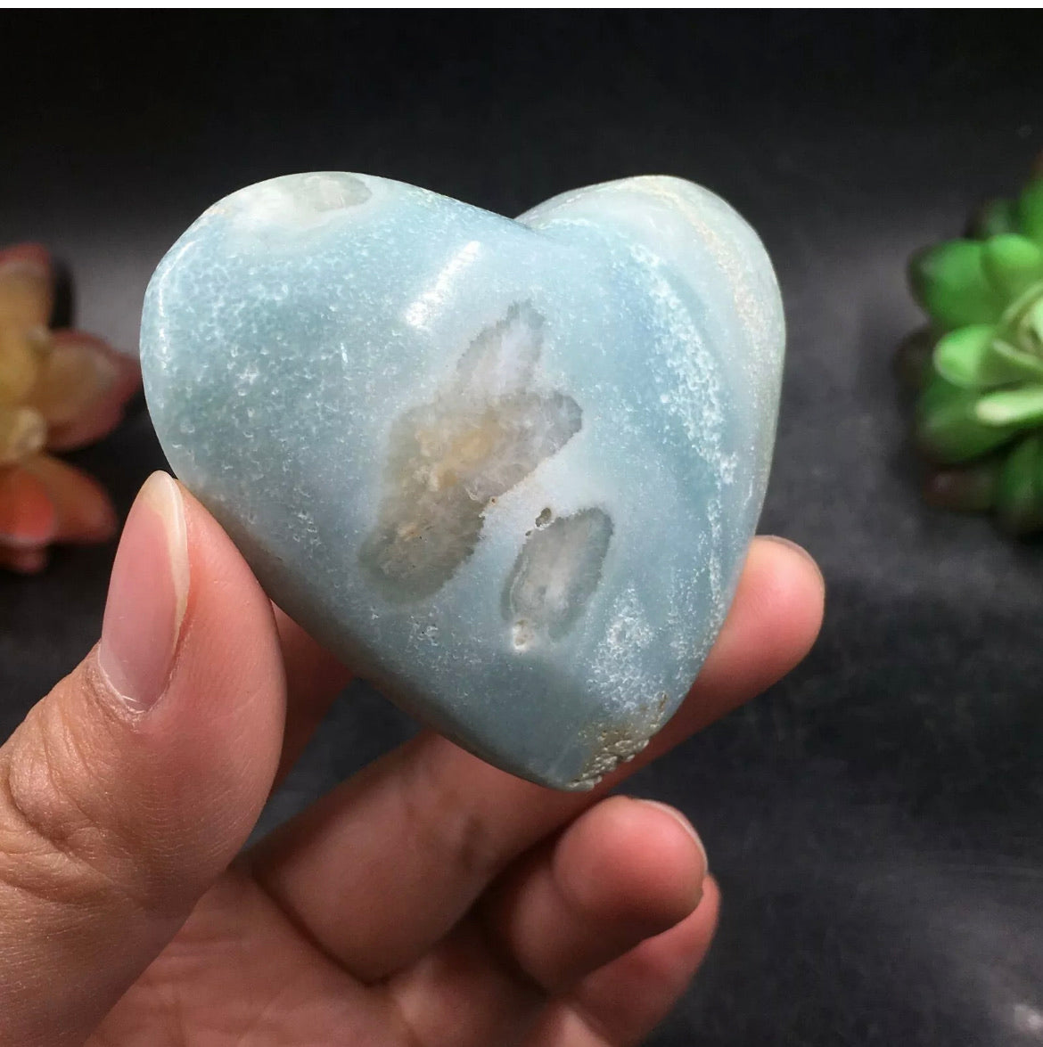 Natural Amazonite gemstone carved heart