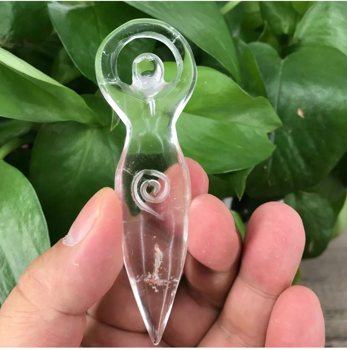 Natural Clear Quartz Totem Goddess