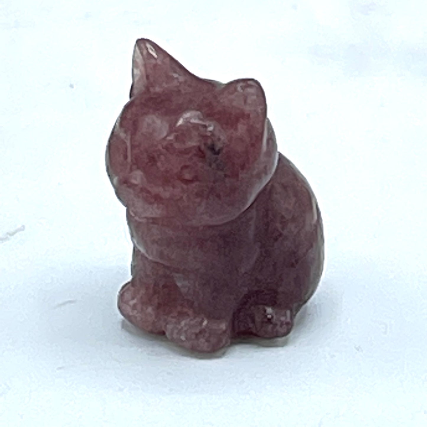Strawberry Quartz gemstone Cat Figurine