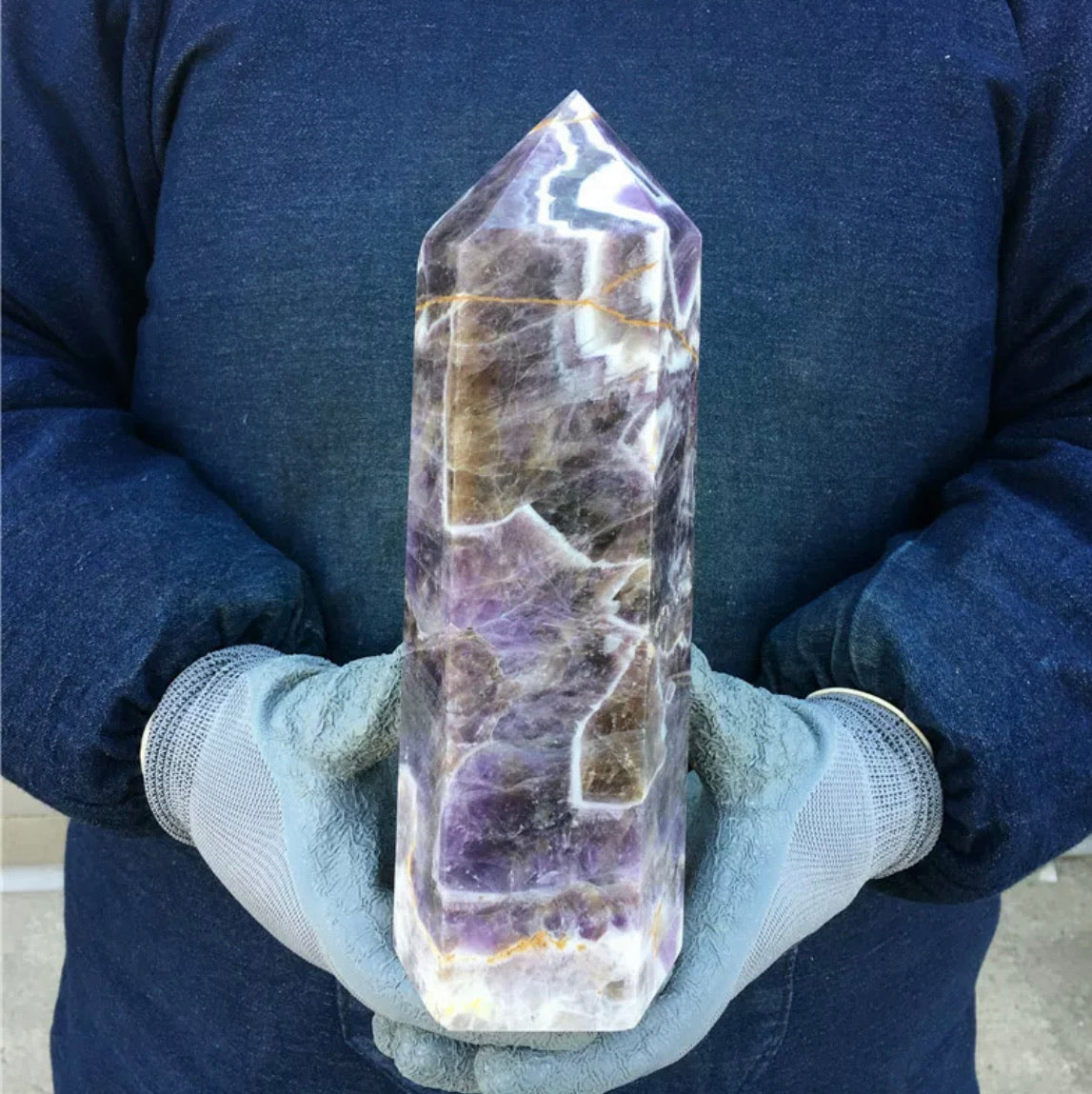 Natural amethyst gemstone tower point healing obelisk