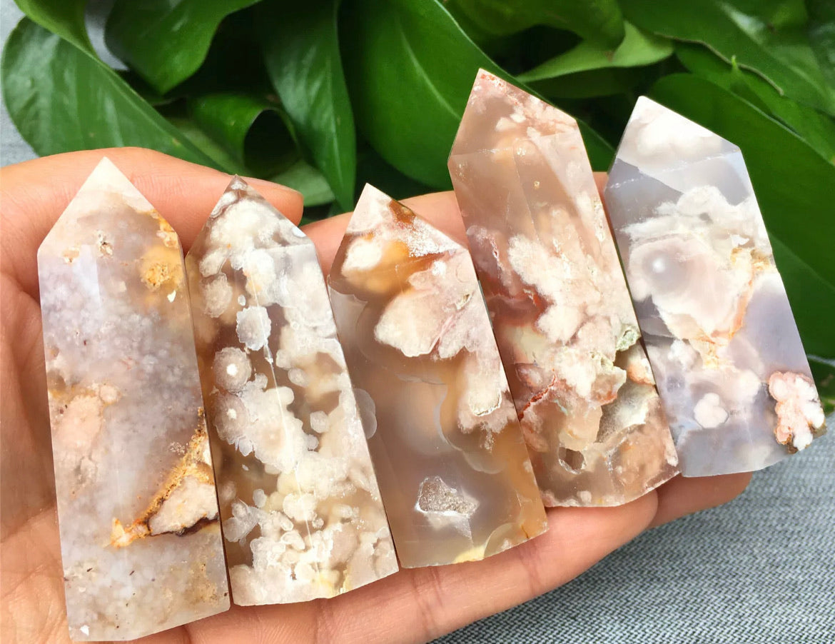 Natural Cherry Blossom Agate Wand Point