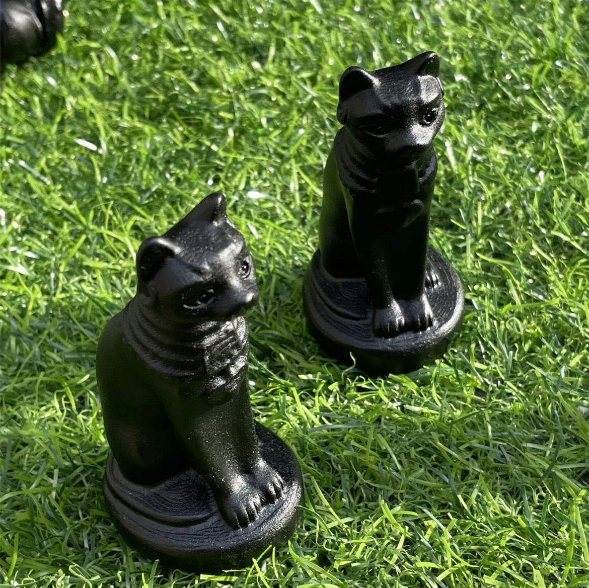 Natural Egyptian black obsidian Egyptian cat 1PC