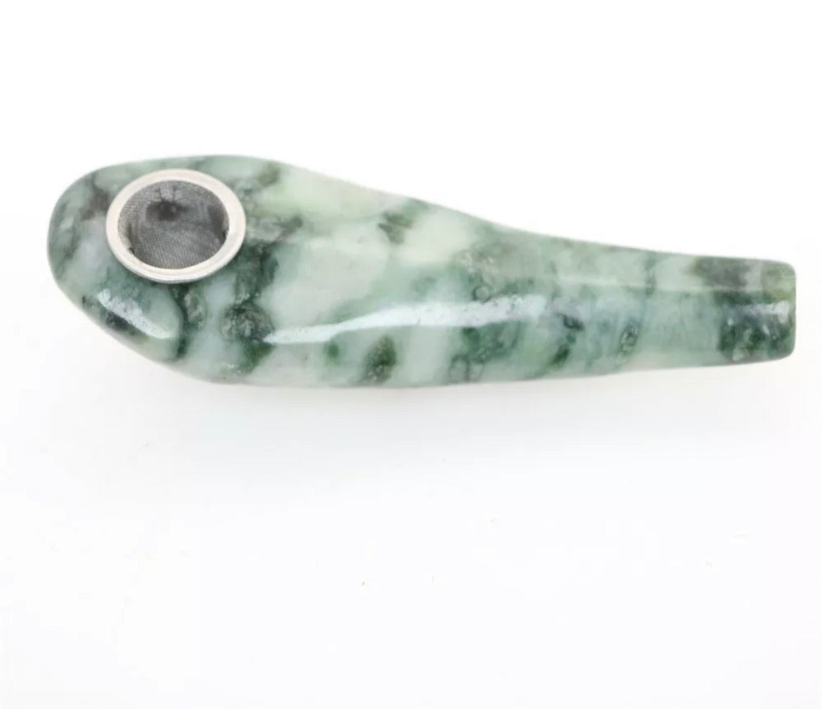 Green Jasper gemstone carved smoking Pipe