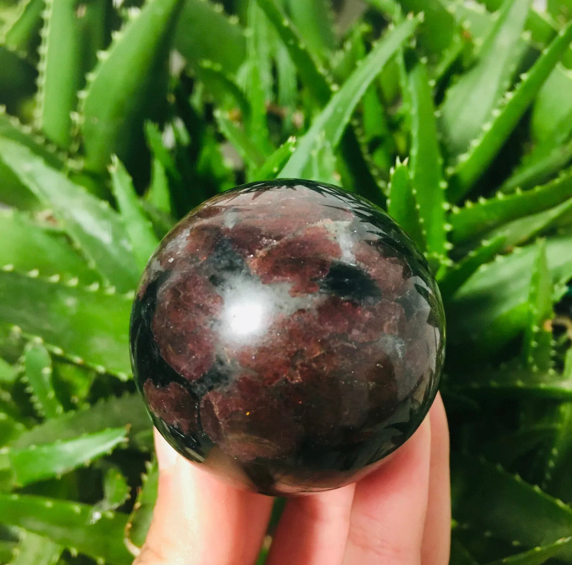 Natural garnet fireworks Sphere
