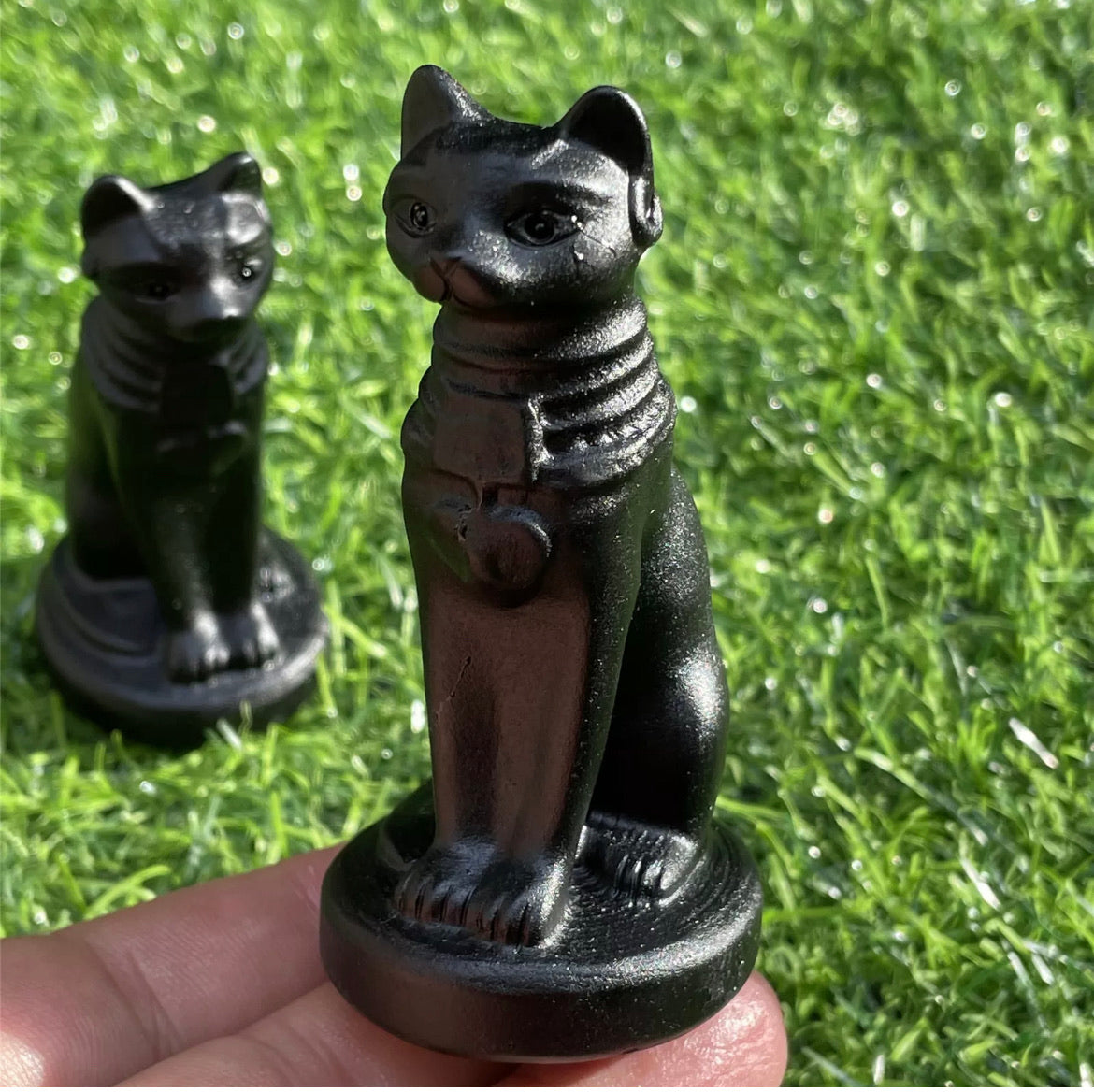 Natural Egyptian black obsidian Egyptian cat 1PC
