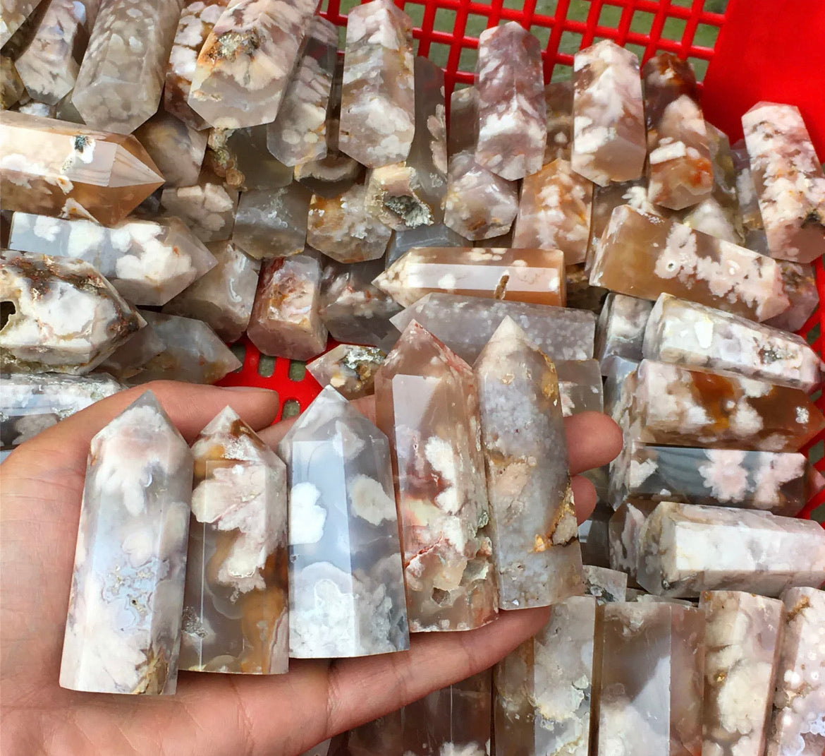 Natural Cherry Blossom Agate Wand Point
