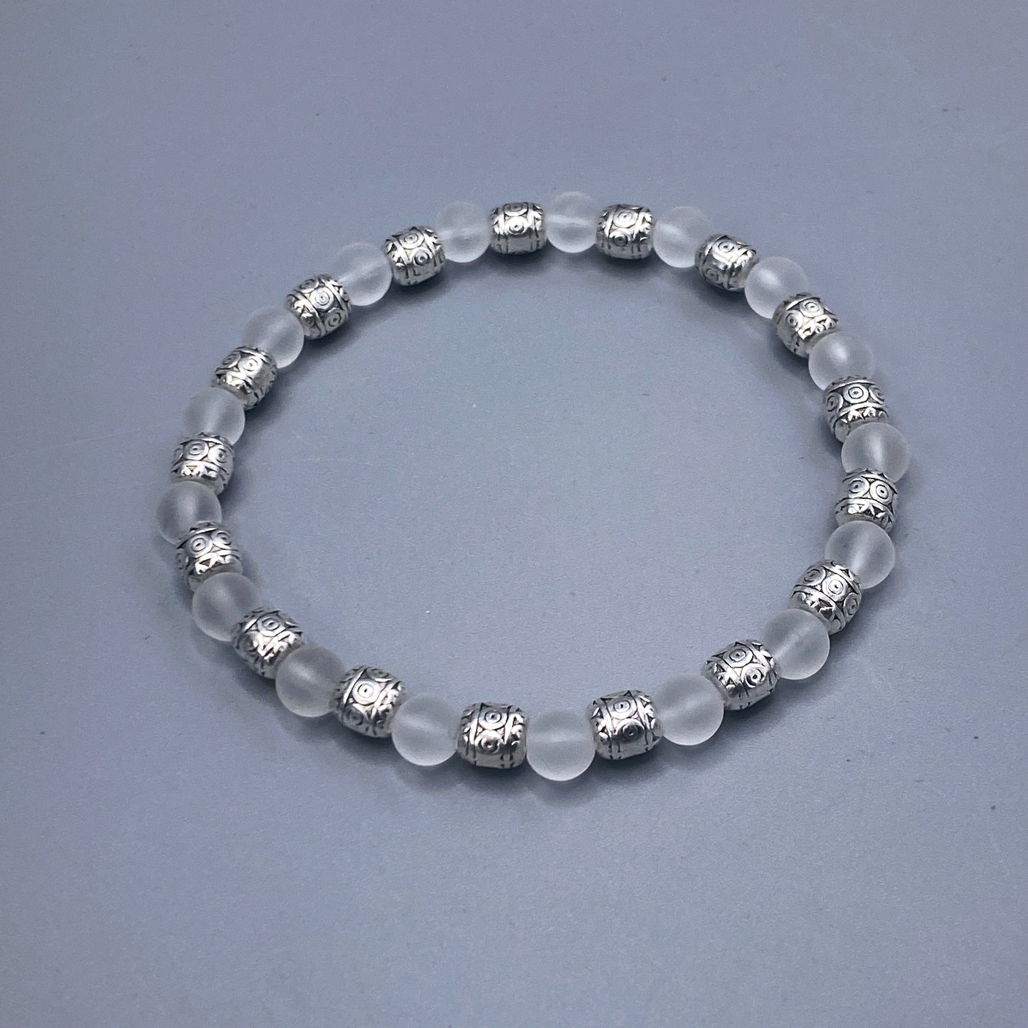 Matte Quartz Beaded Stretch Bracelet