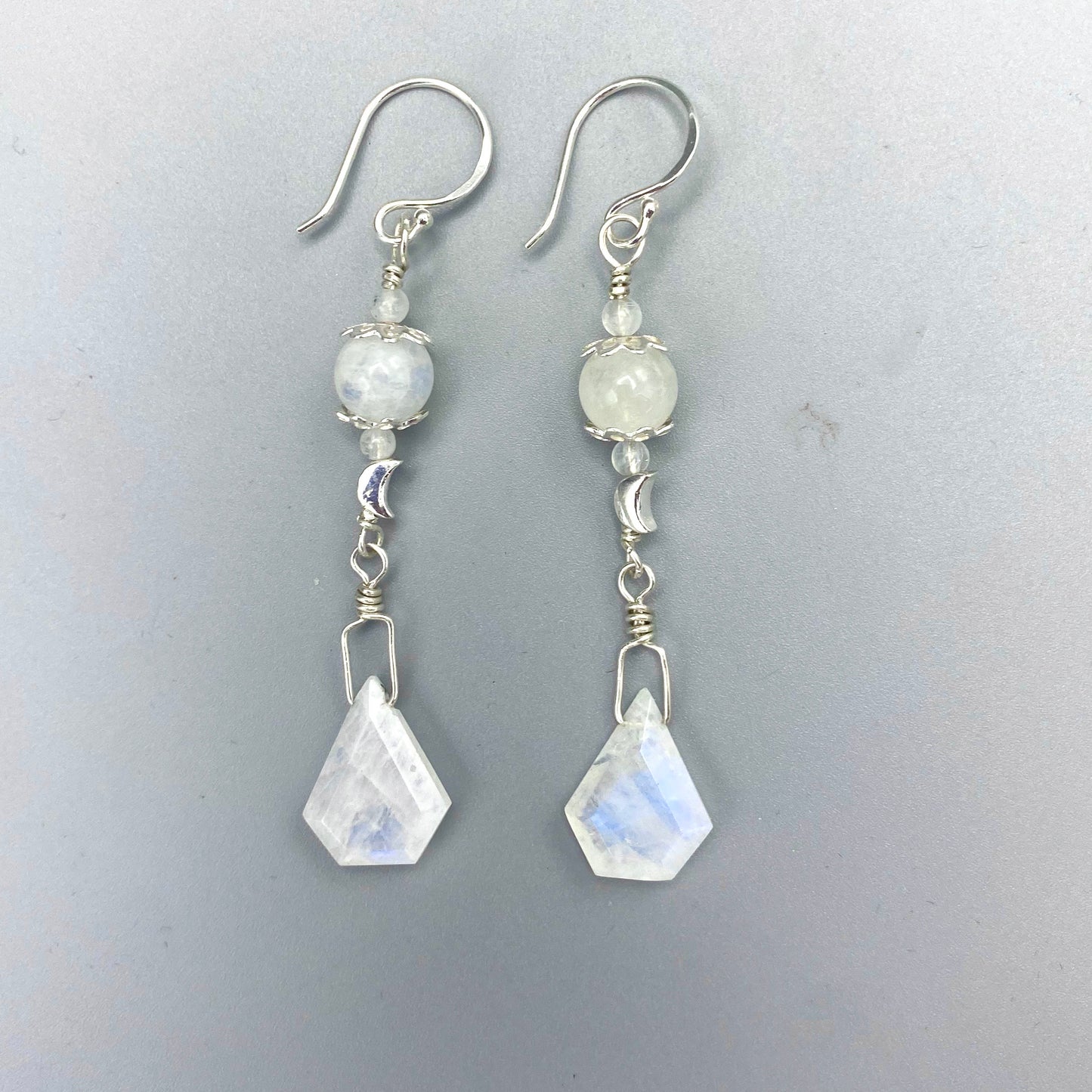 Moonstone Gemstones With Sterling Silver Drop Earrings