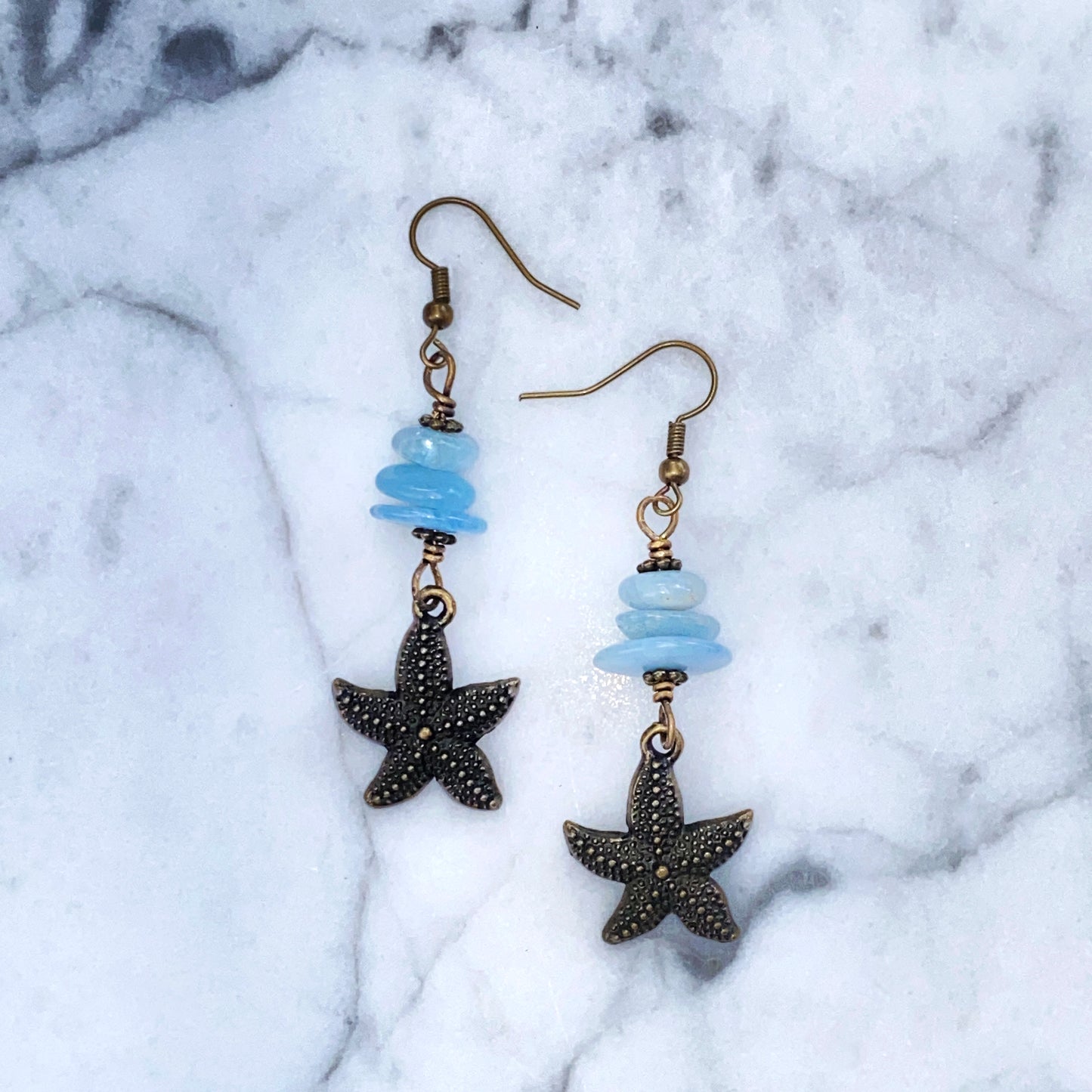 Starfish and Aquamarine Earrings