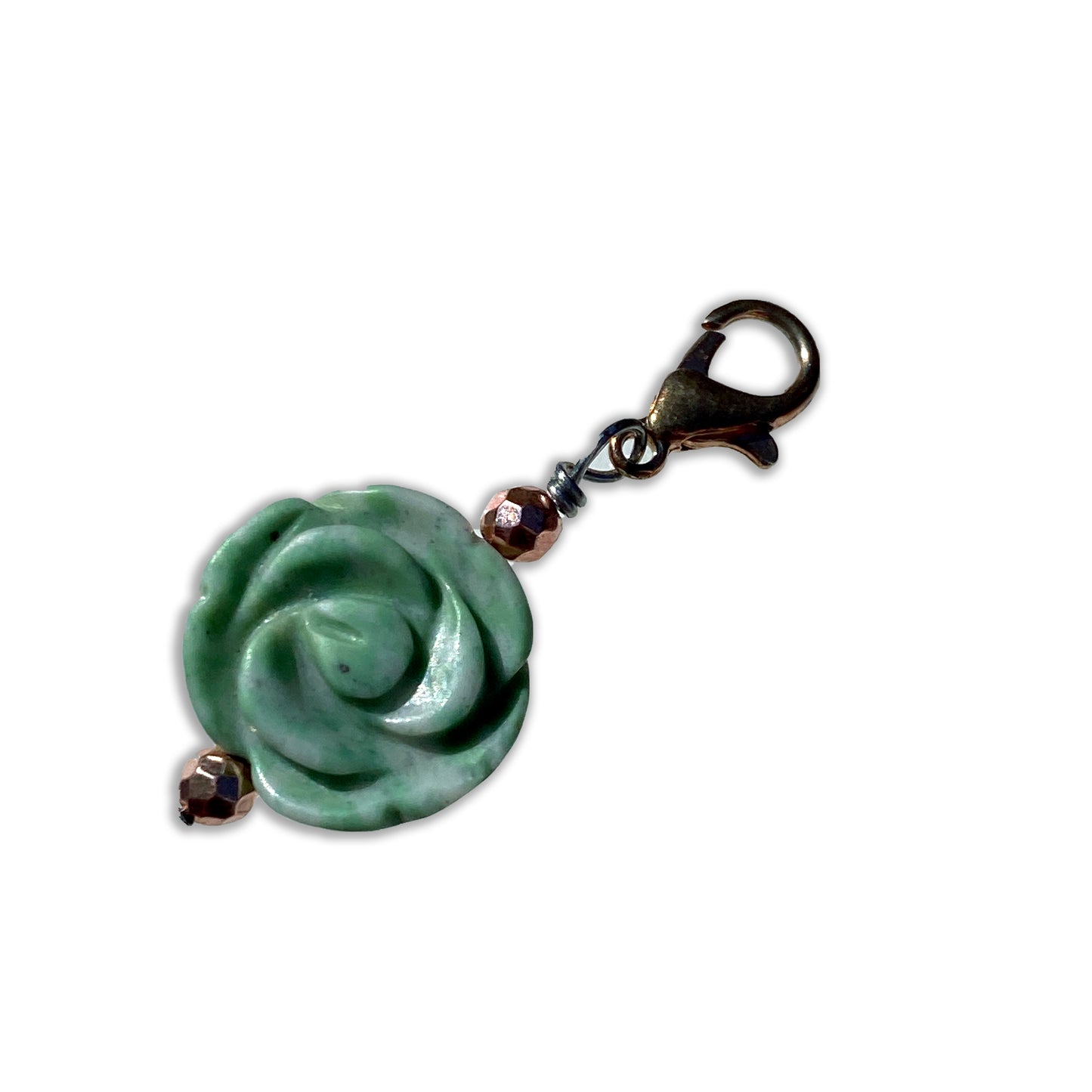 Green Jasper gemstone Rose and rose hematite pet charm
