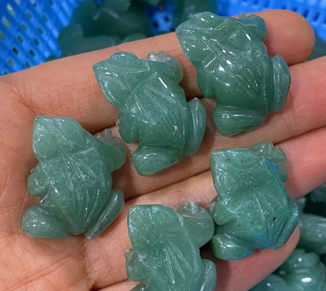 Natural Green Aventurine gemstone Crystal Frog