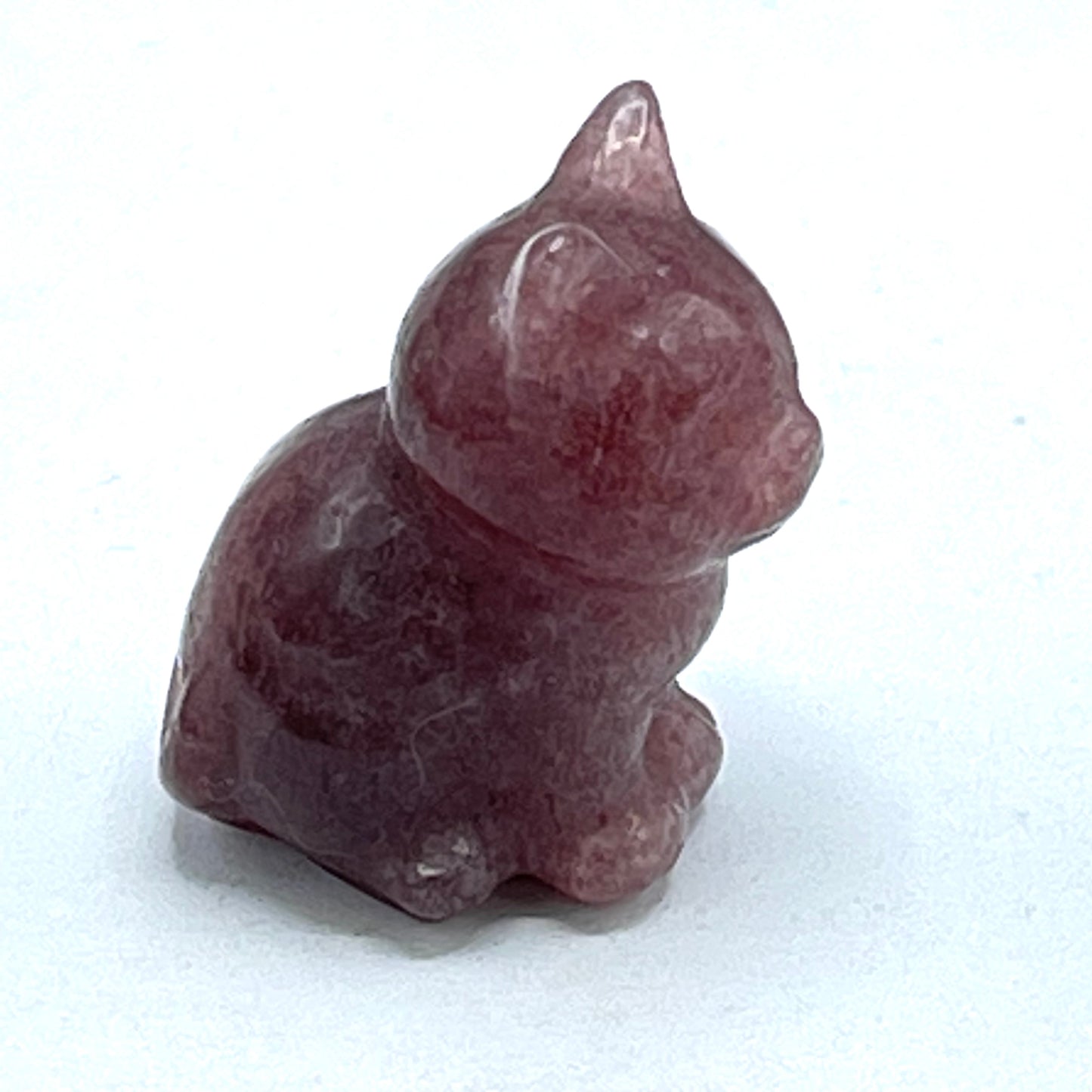 Strawberry Quartz gemstone Cat Figurine