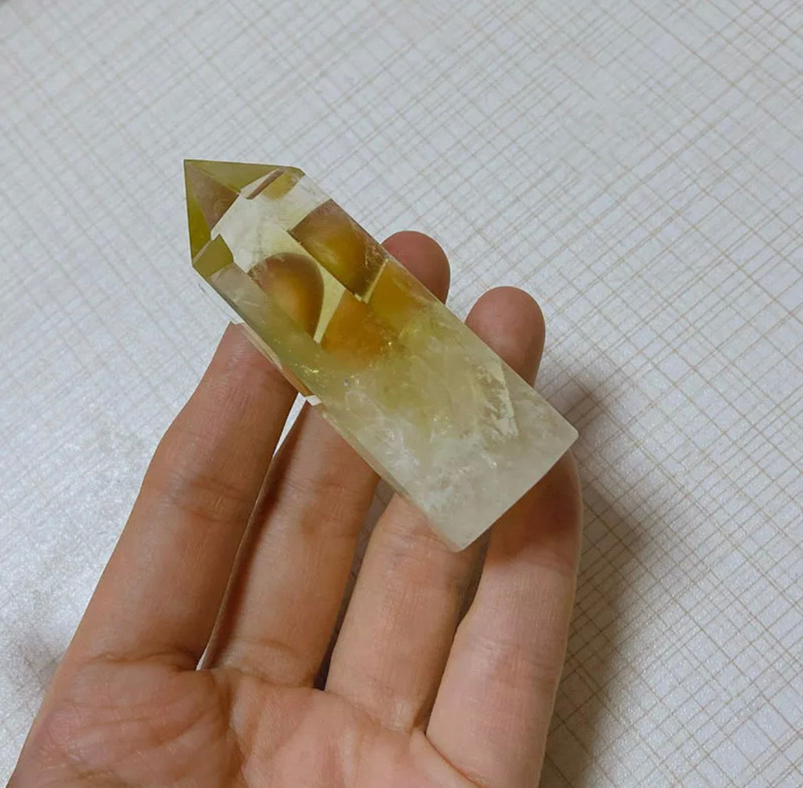 Natural Citrine Quartz gemstone Obelisk Healing Crystal Point Wand Stone Rock