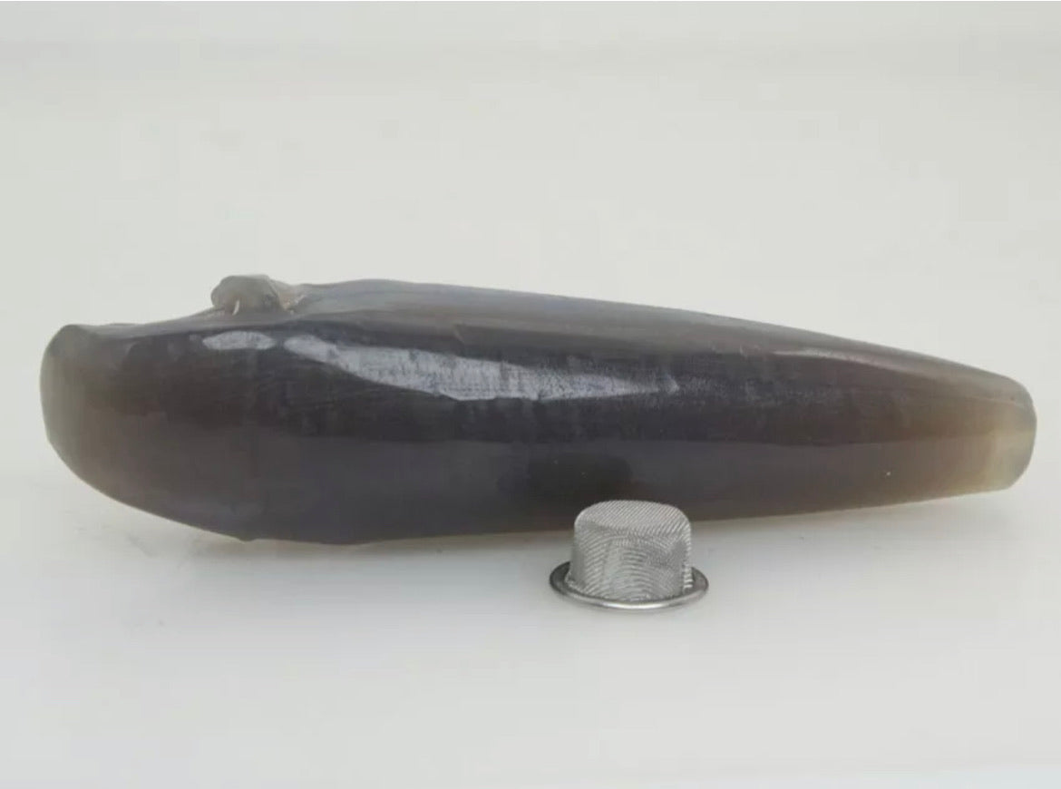 Gray Stripe Agate jade gemstone Skull Pipe