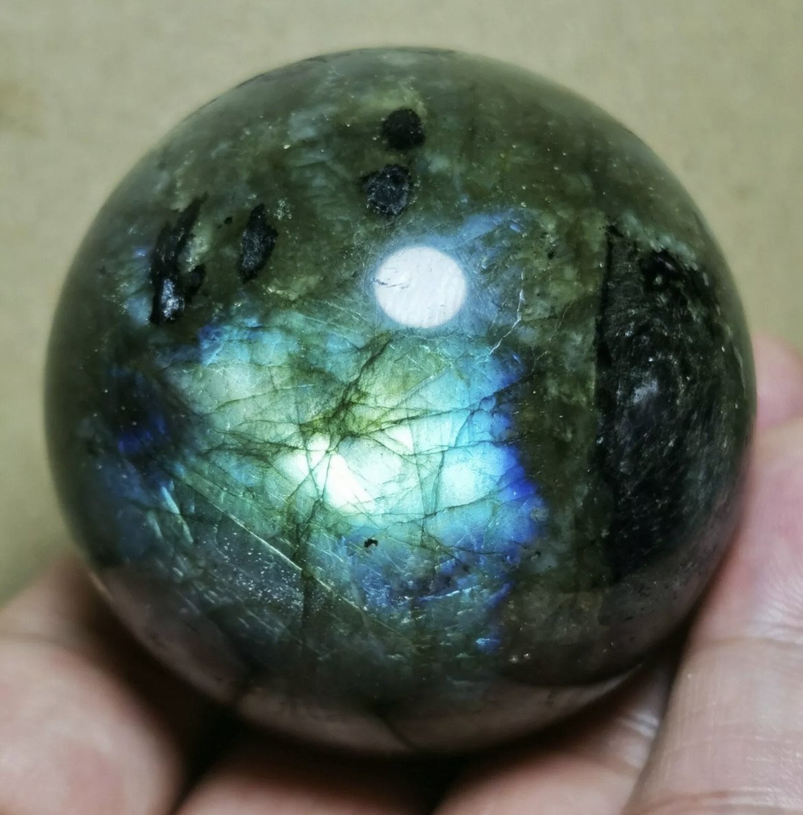 Natural Rainbow Labradorite Healing Crystal Ball