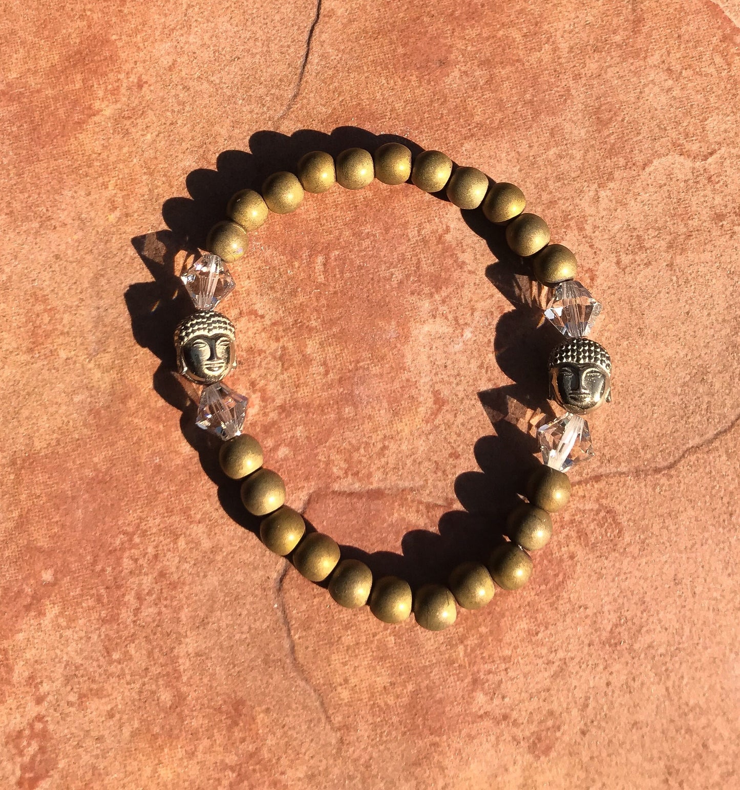 Matte gold hematite Buddha bracelet