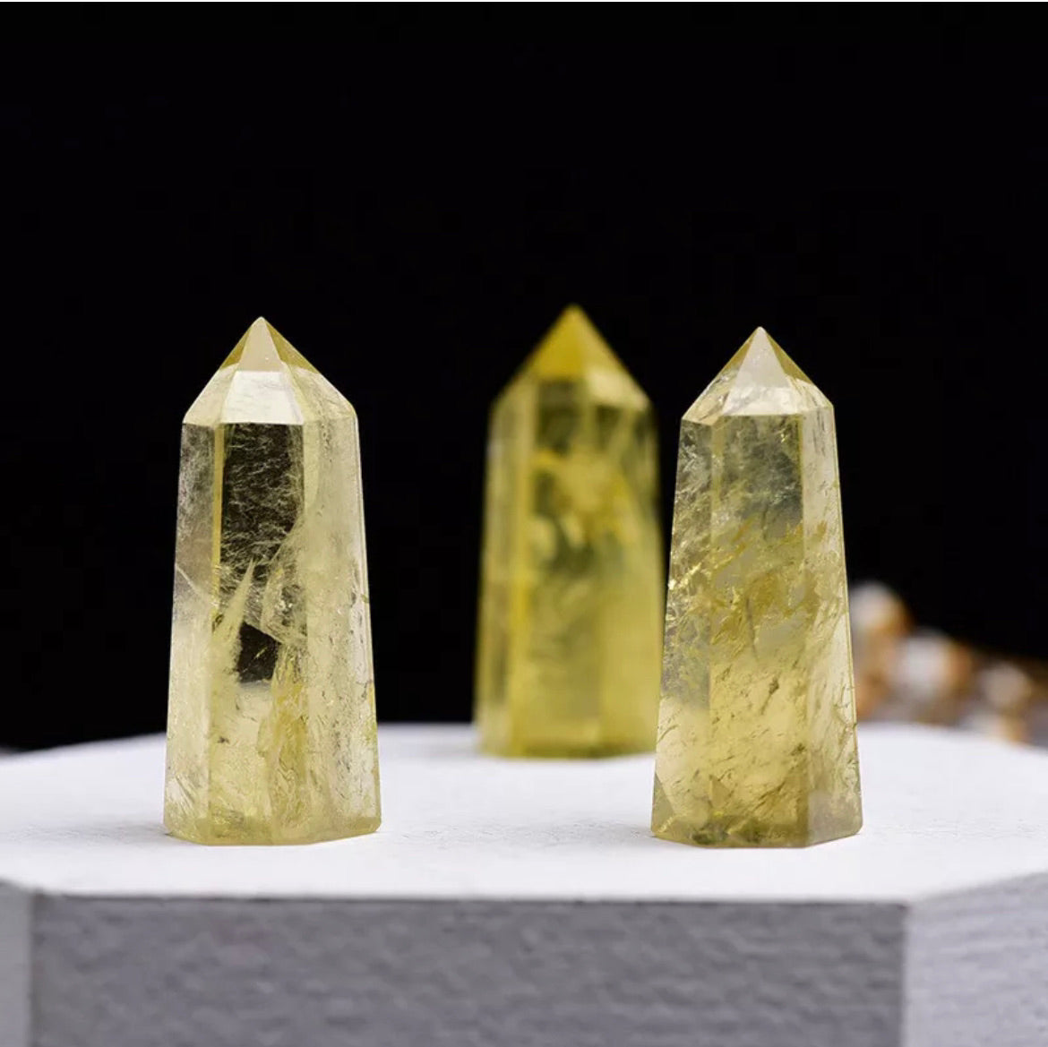 Natural Citrine Quartz gemstone Obelisk Healing Crystal Point Wand Stone Rock