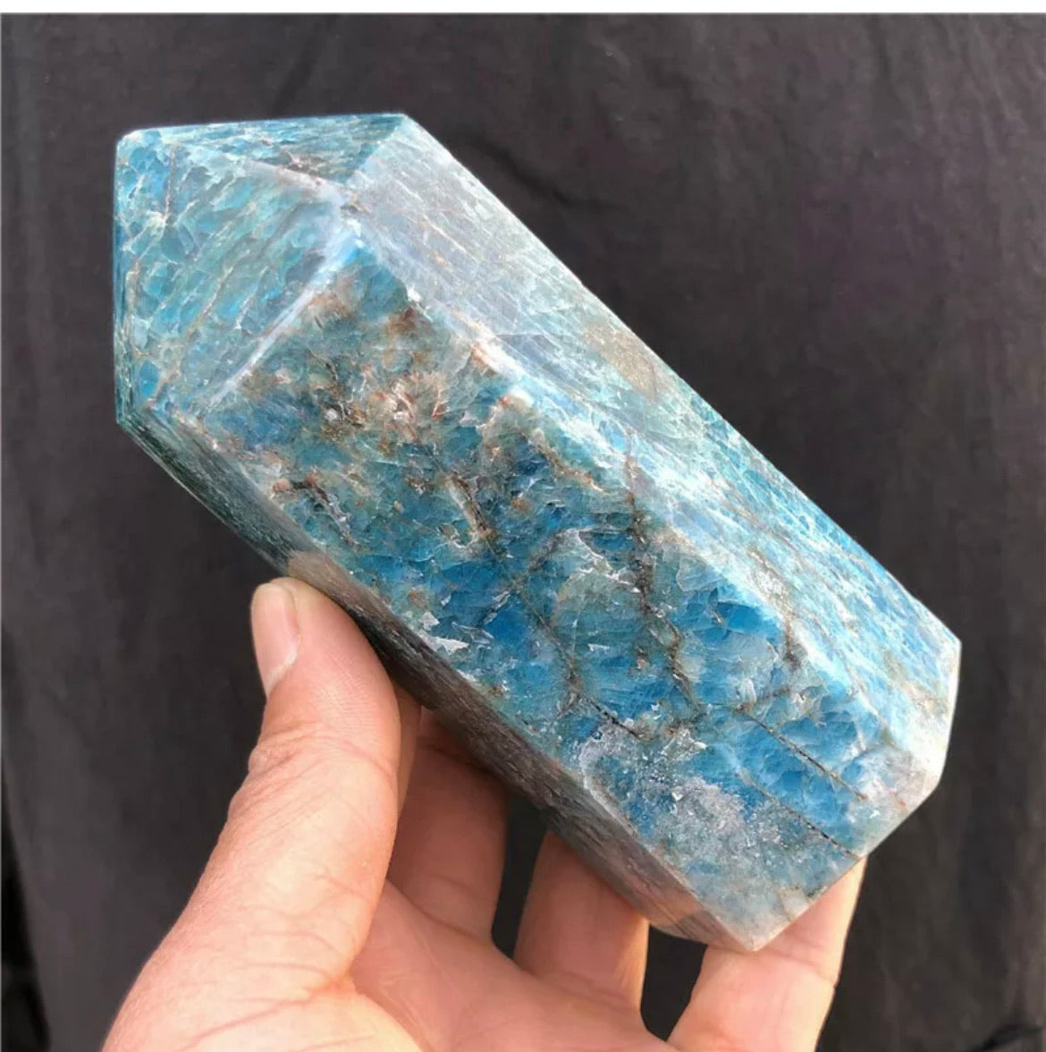 Natural apatite quartz obelisk crystal wand point healing