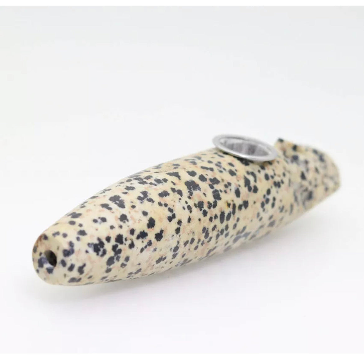 Dalmatian Jasper gemstone carved Skull pipe
