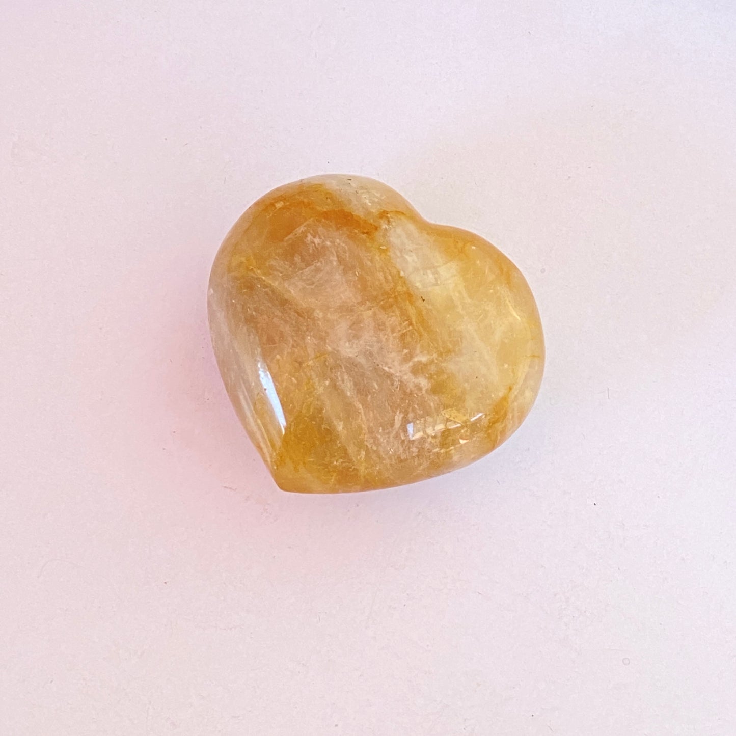 Natural Yellow FIRE QUARTZ Hematoid Polished Heart Stone