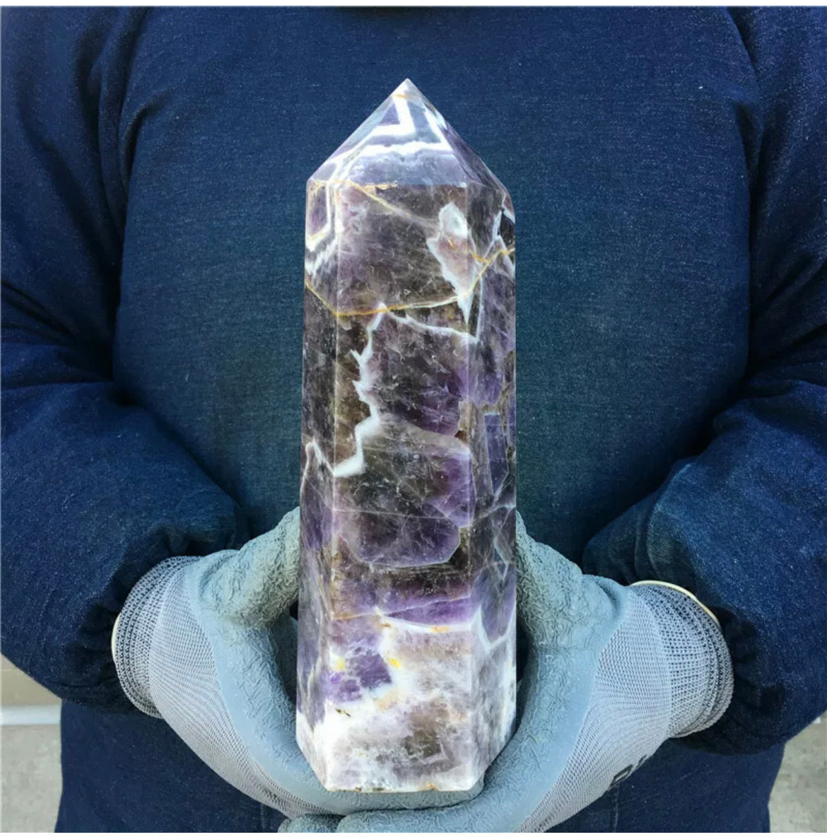 Natural amethyst gemstone tower point healing obelisk