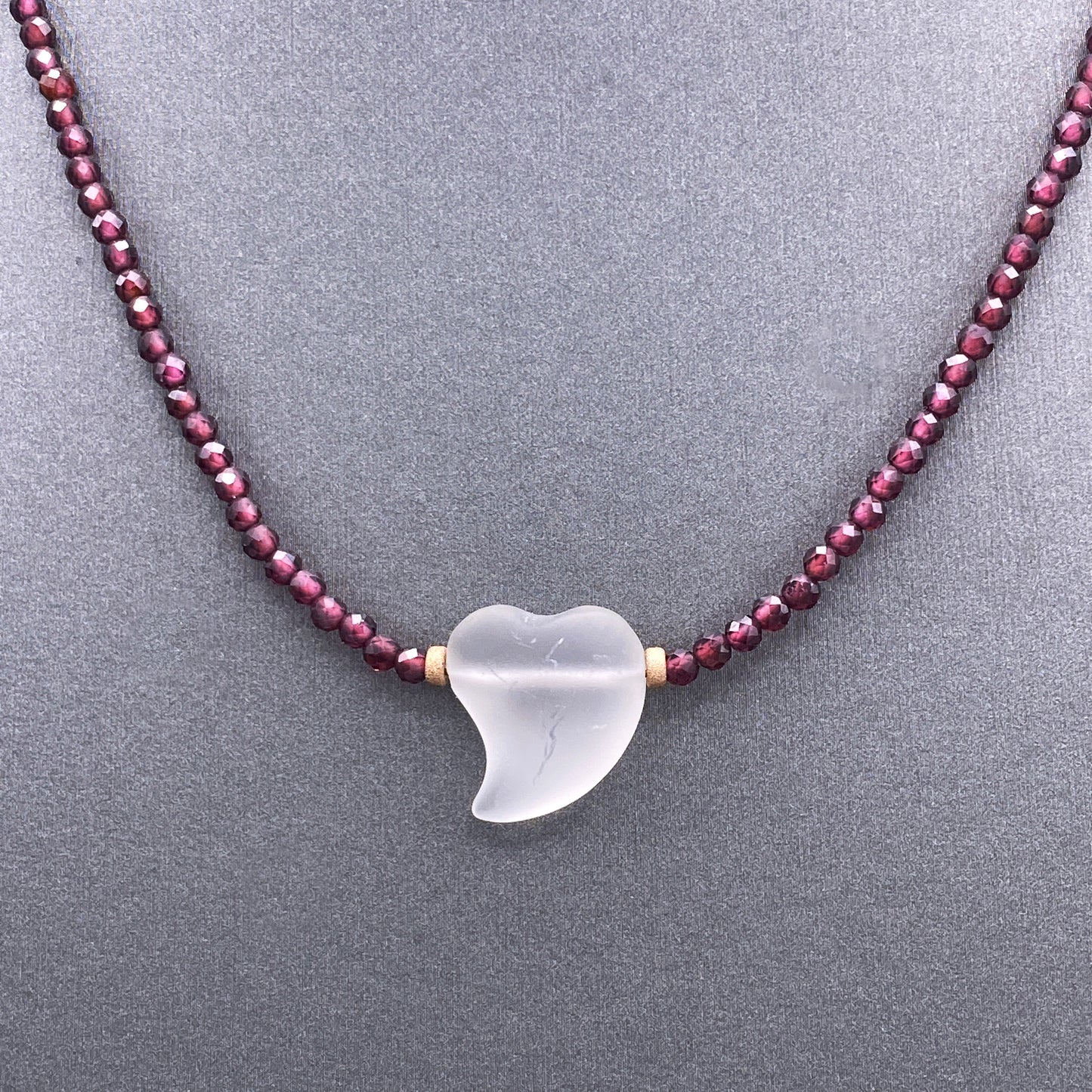 Garnet and Quartz Heart Necklace
