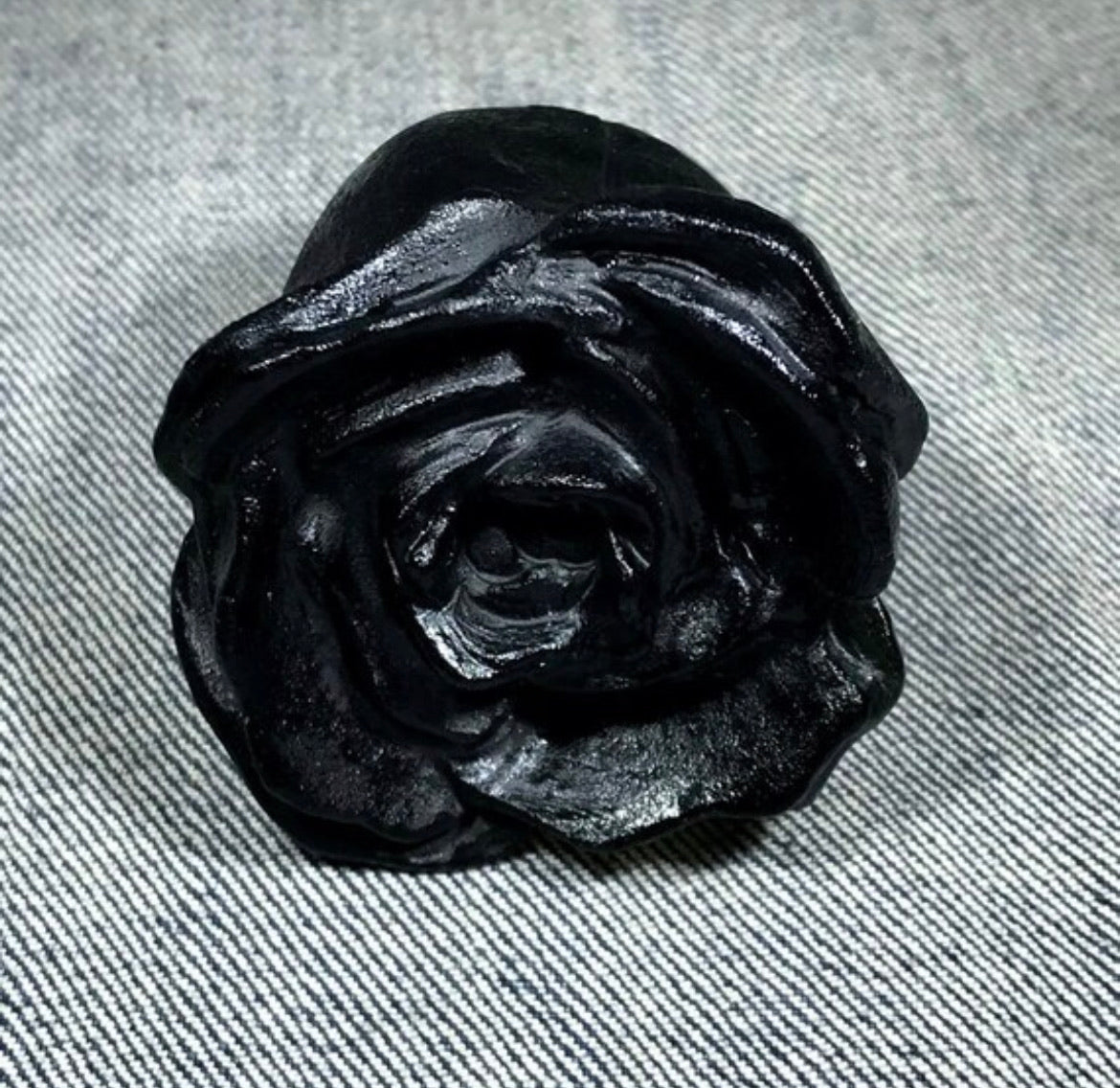 Natural Black Obsidian gemstone carved Rose