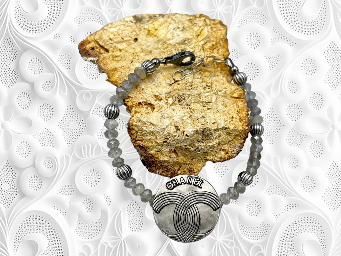 Vintage Designer Button Gemstone Bracelet