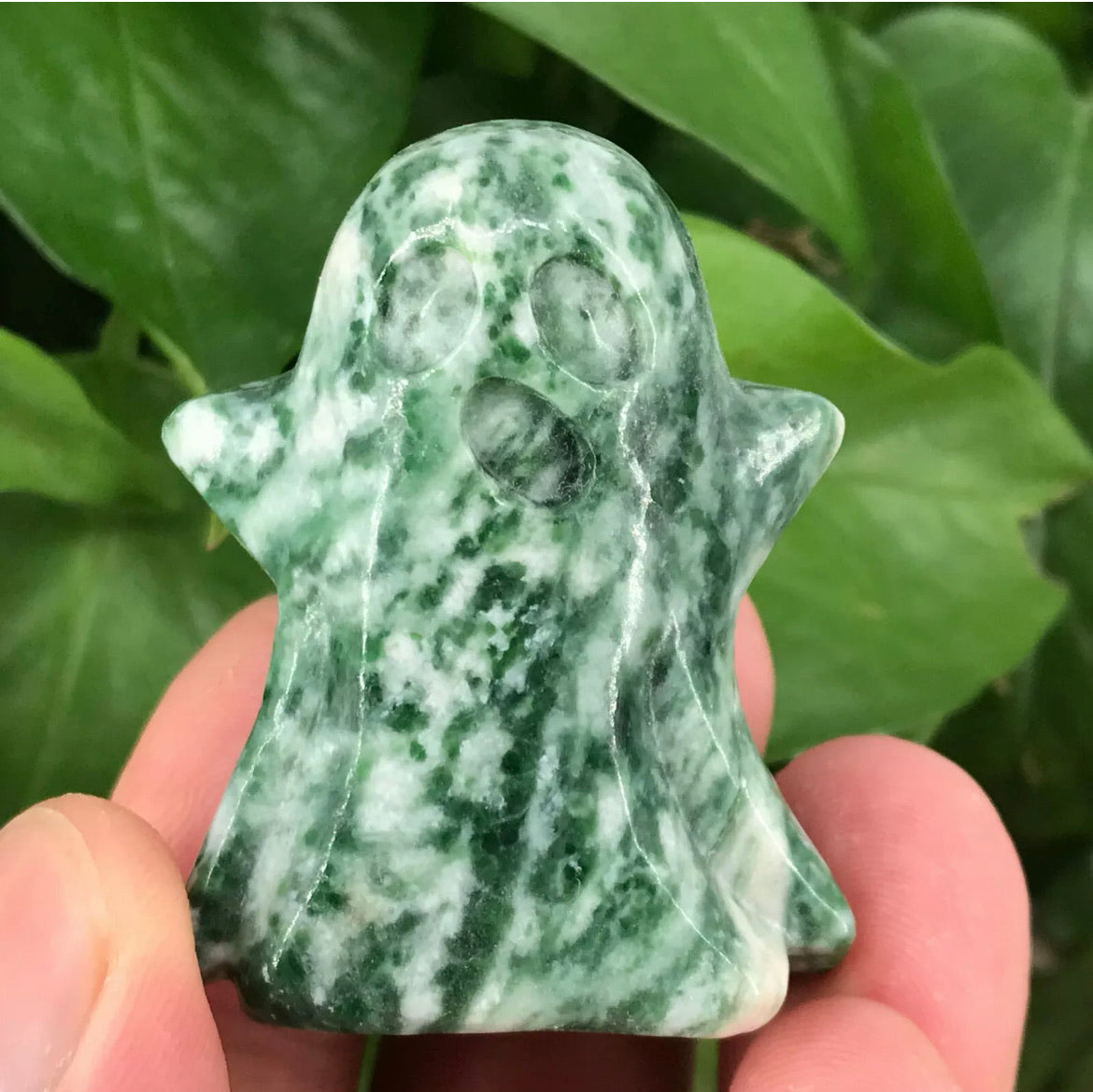 Natural Qinghai Jade gemstone hand carved Crystal ghost