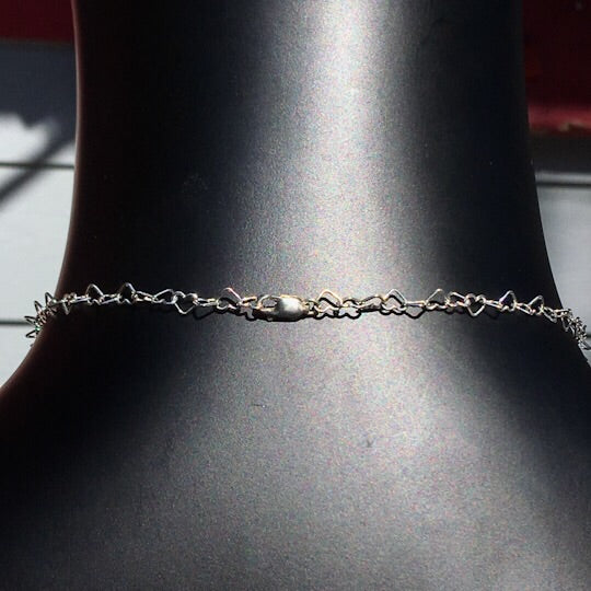 Sterling silver heart chain with a purple south sea pearl and labradorite choker