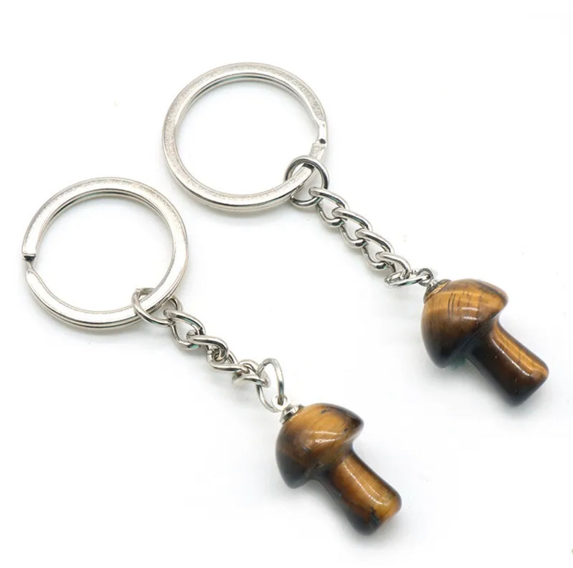 Tiger Eye Mushroom Keychain