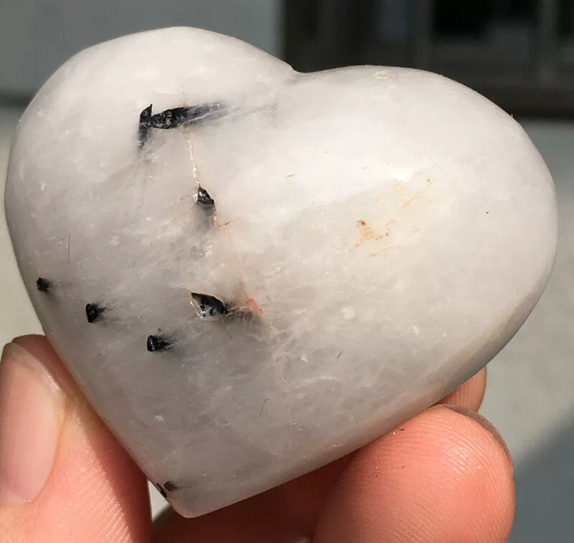 Natural tourmaline Quartz crystal carved heart