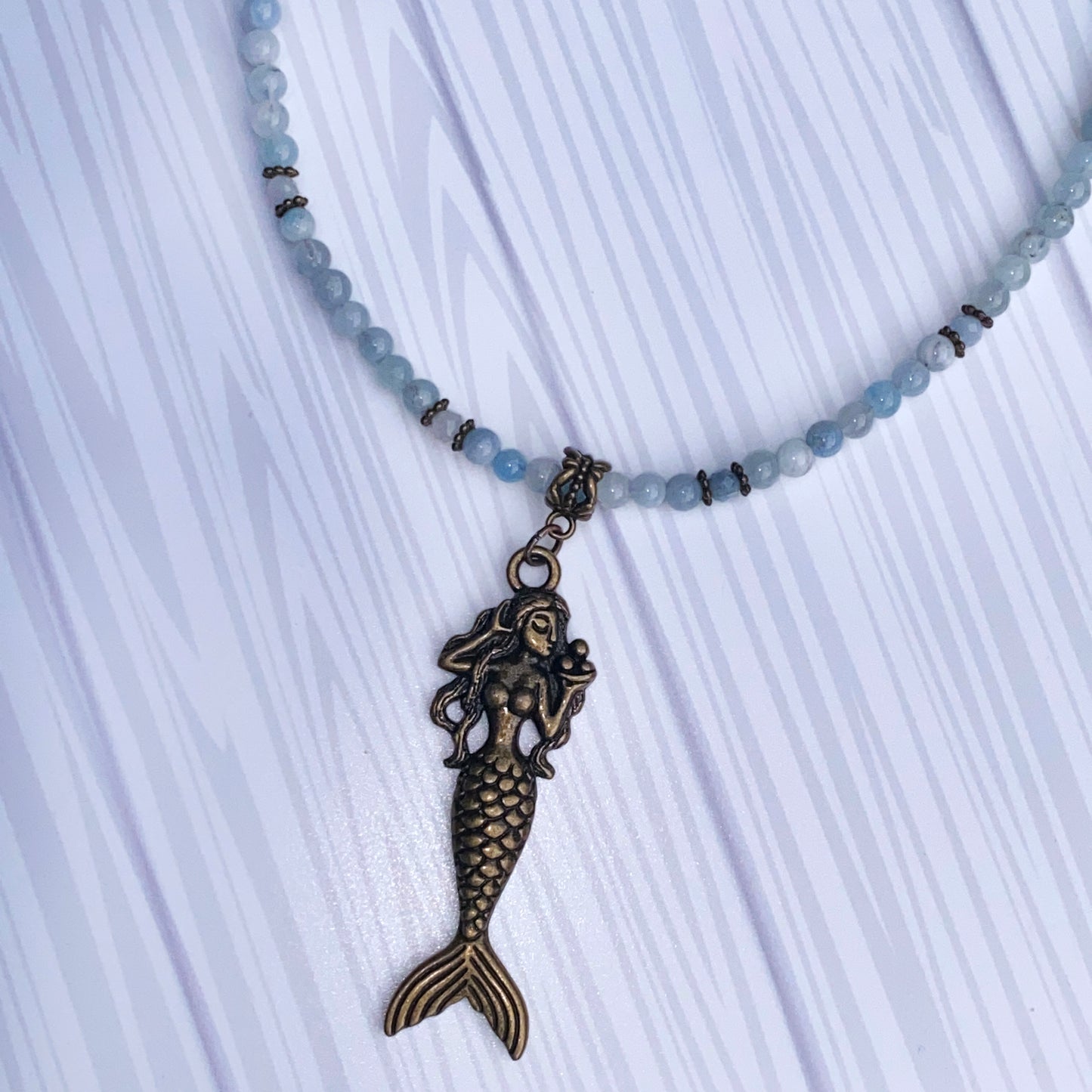 Aquamarine and Mermaid Necklace