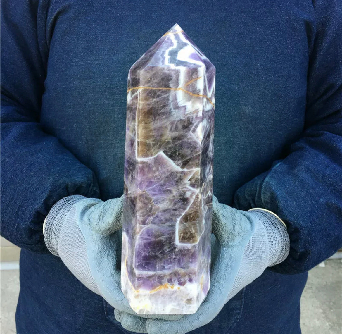 Natural amethyst gemstone tower point healing obelisk