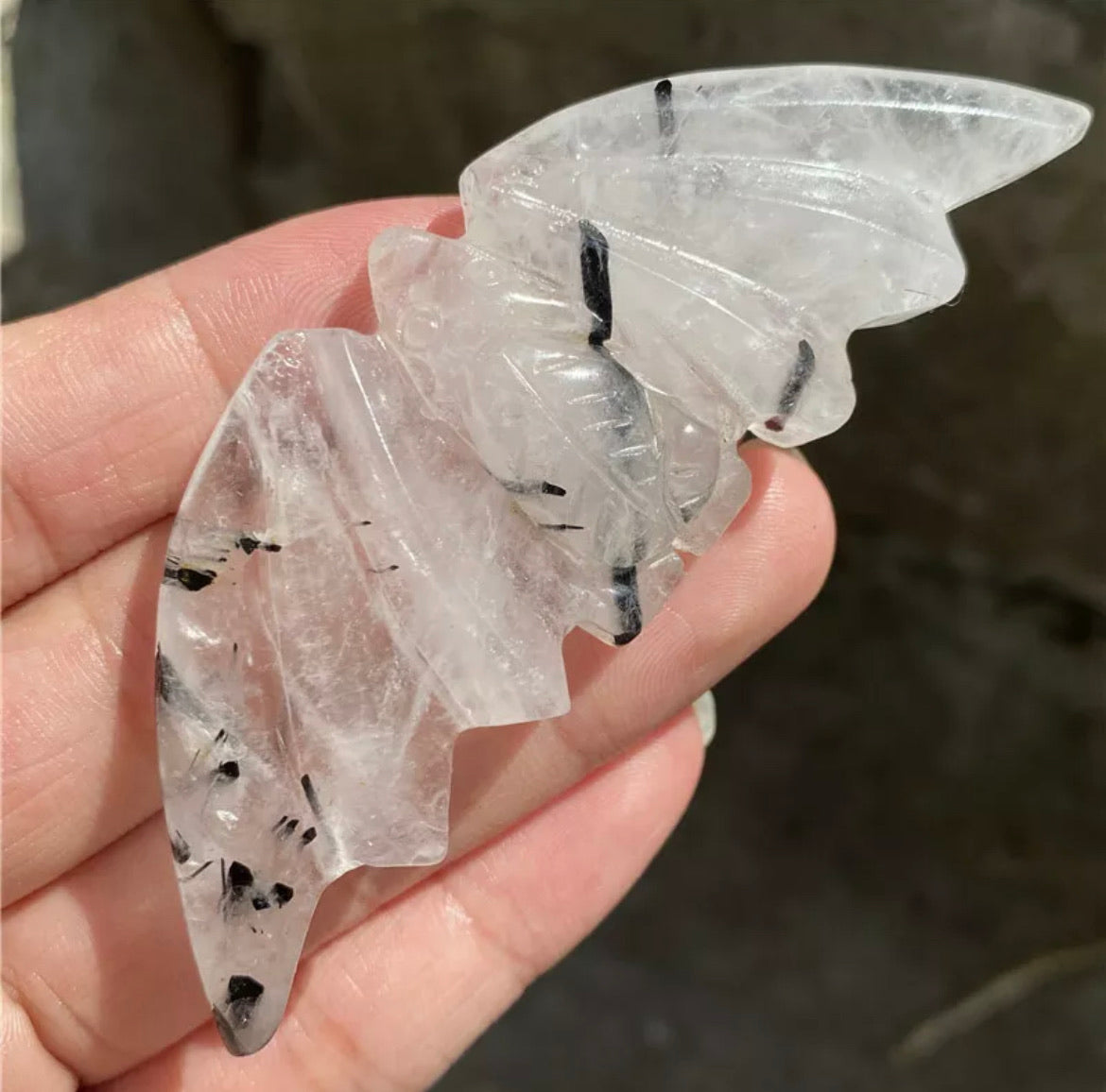 Natural Tourmaline Quartz Bat
