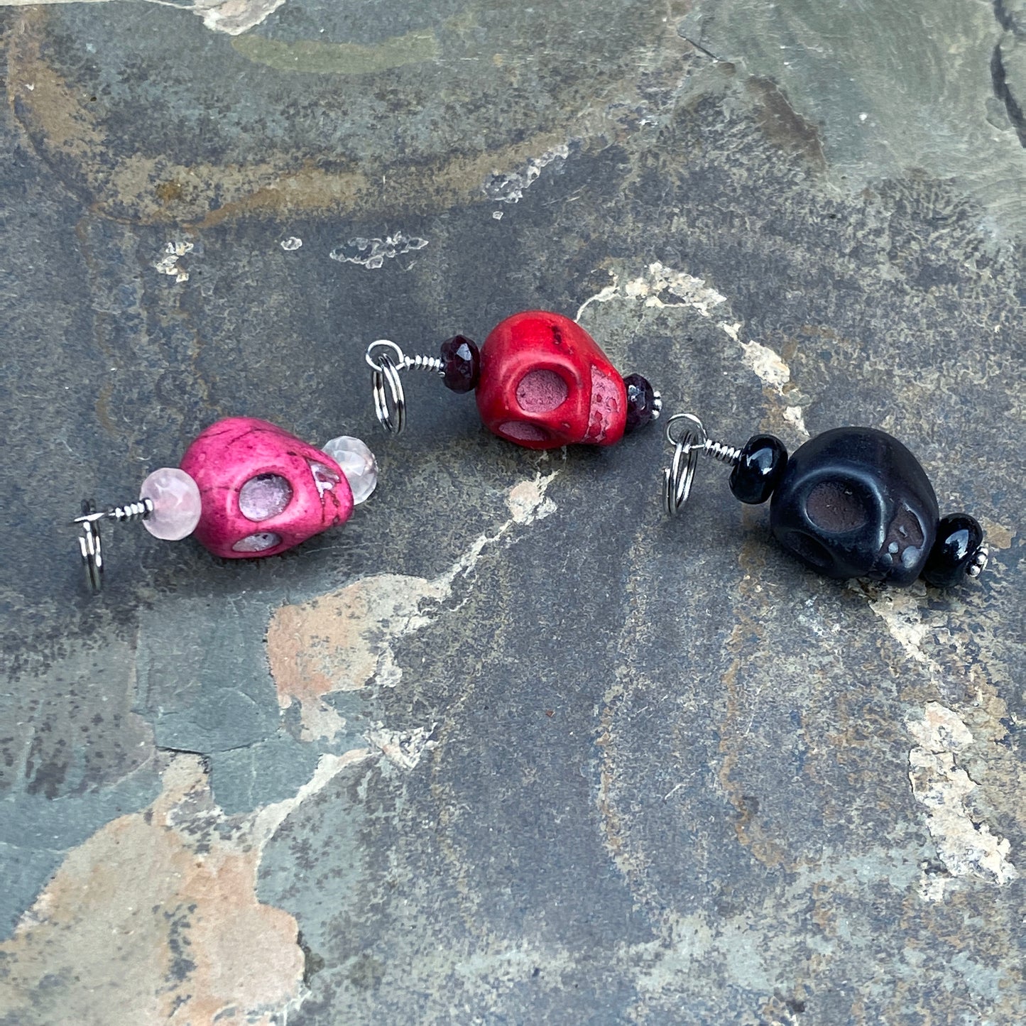 Elegant Gemstone Skull Pet Charm for collar