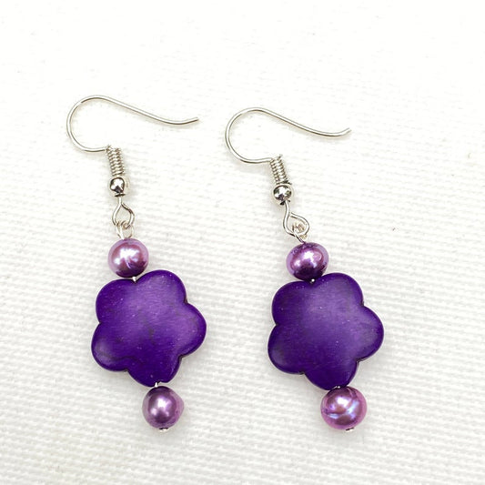 Elise's Purple Flower Gemstone Earrings