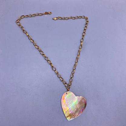 Large Mother of Pearl Heart Necklace