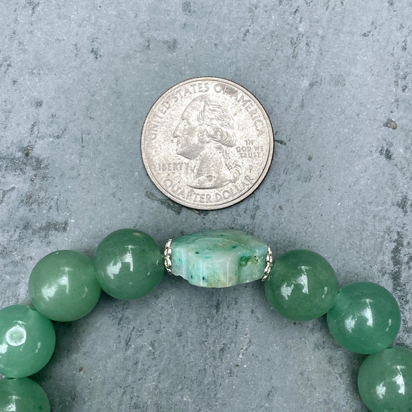 Chrysocolla Clover and Green Aventurine Beaded Stretch Bracelet