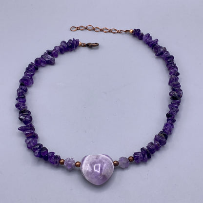 Amethyst gemstone Heart Necklace