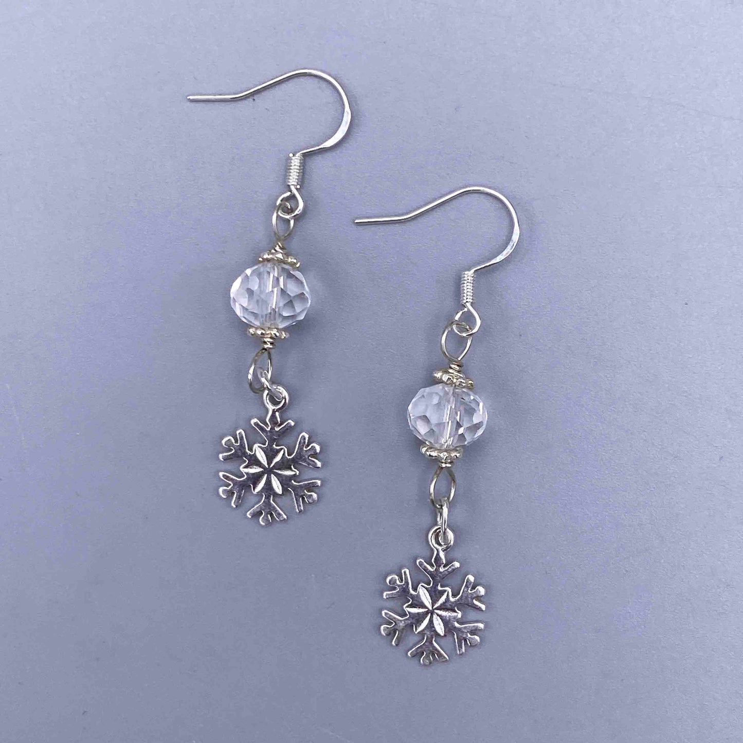 Sterling Silver Snowflake and Quartz Earrings