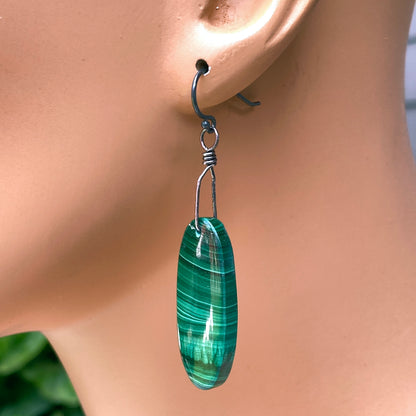 Malachite Drop Dangle Earrings