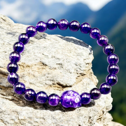 Amethyst Skull Beaded Bracelet