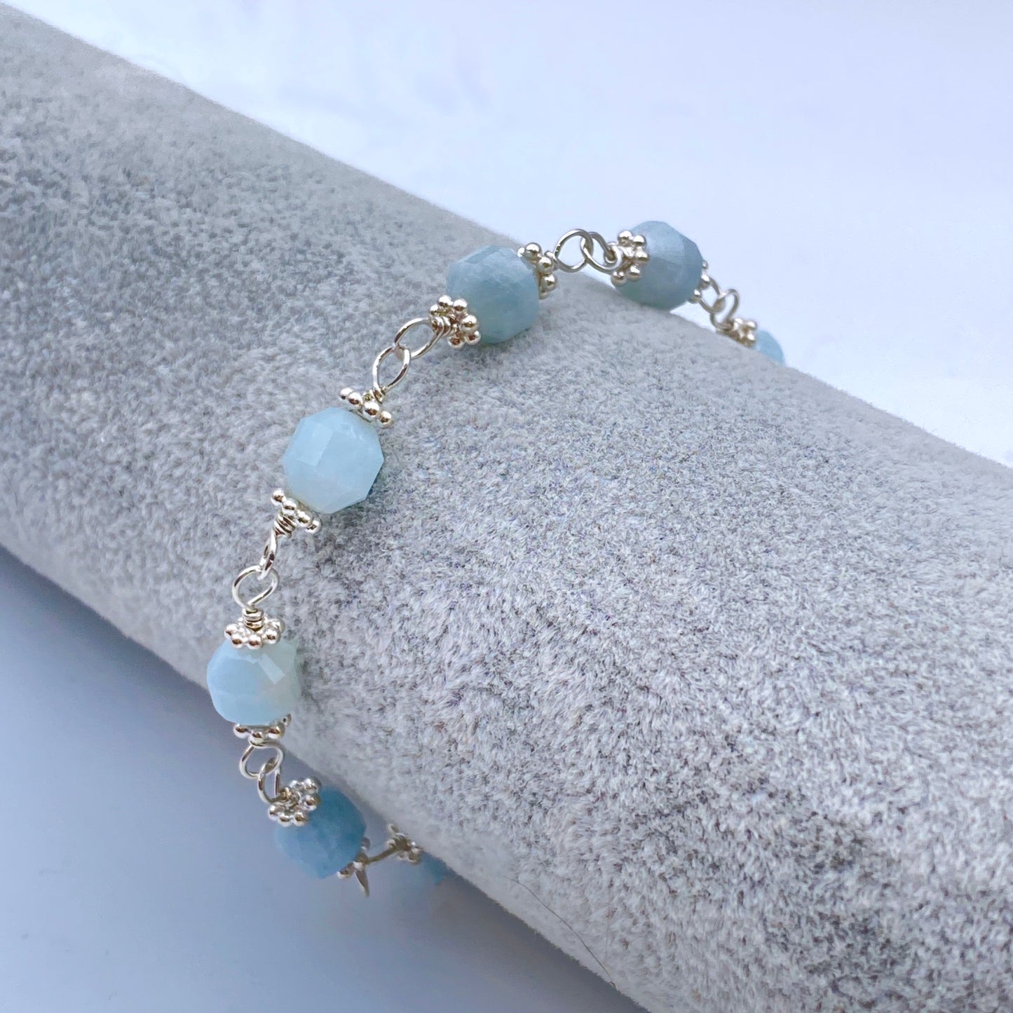 Aquamarine Gemstone Bracelet with Sterling Silver